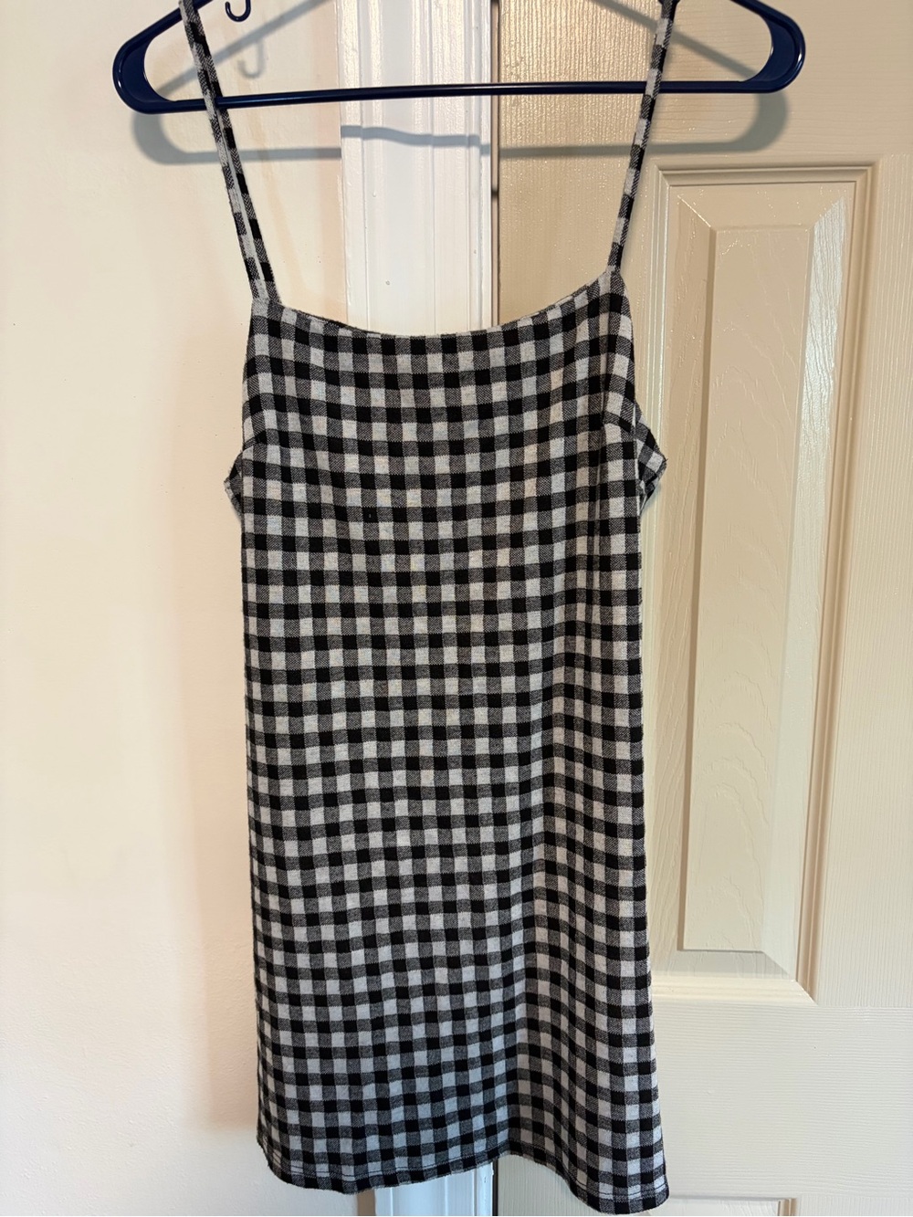 Altar'd State Black and White Gingham Slip Mini Dress